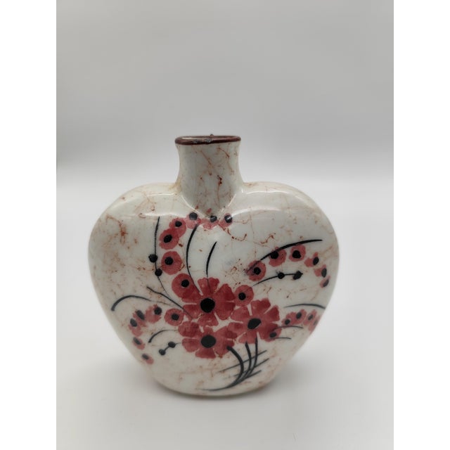 1960s Ceramic Cream Coffee Service with Red and Black Hand-Painted Floral Design from SMF Schramberg, Shabby Chic Style, 1950s, Set of 5 For Sale - Image 5 of 12