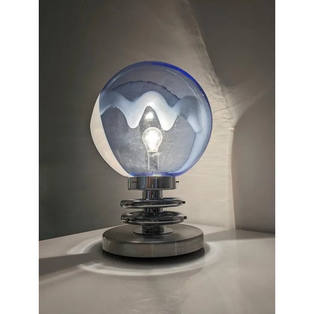 Vintage Blue Crystal Table Lampe attributed to Toni Zuccheri For Sale - Image 6 of 11
