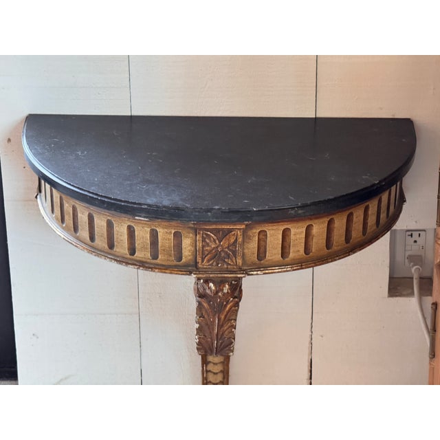 19th Century French Giltwood Console With Marble Top For Sale - Image 4 of 9