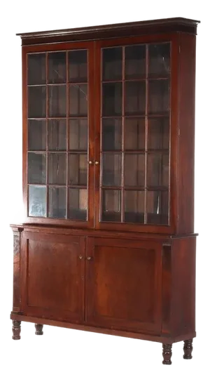 Oversized Antique Sheraton Flame Mahogany Step Back Cupboard C1830