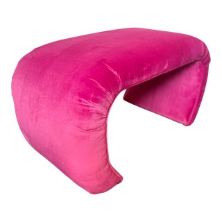 1970s Vintage Waterfall Ottoman Reupholstered in a Hot Pink Performance Velvet For Sale