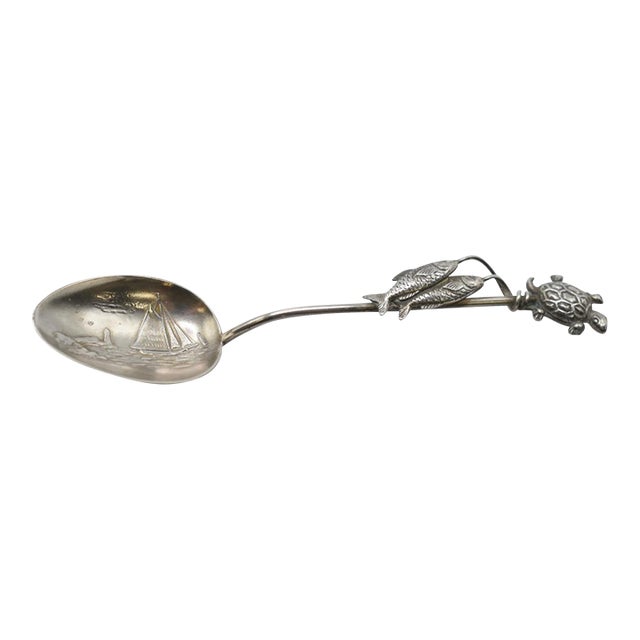 Late 19th Century Nautical Themed Silver Spoon For Sale