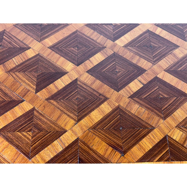 Writing Table in Cube Marquetry, 1890s For Sale - Image 9 of 12