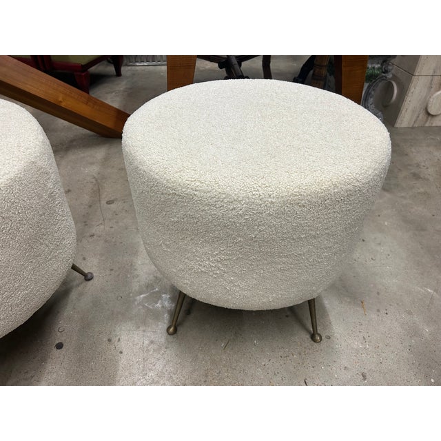 1950s Pair of Italian Modern Ottomans With Brass Legs | Chairish