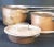 Vintage copper holloware , hand forged , 3 pans and 3 lids. Pan # 1 is 7.25 x 7.25" , length to end of handle 16", and 2'...