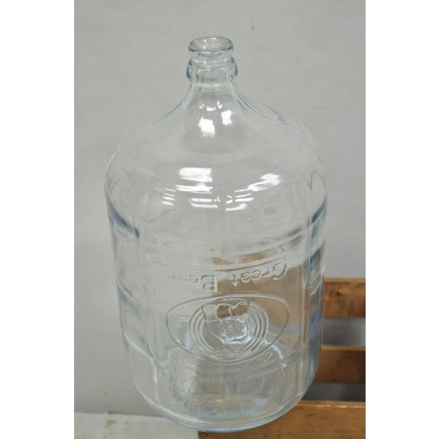 Blue Vintage Great Bear Clear 5 Gallon Glass Carboy Jug in Wooden Crate - Pair For Sale - Image 8 of 16