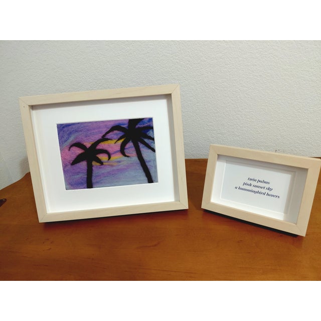 2020s Contemporary Fiber Art Palm Trees Skyscape Set With Haiku by Paula Darnell For Sale - Image 5 of 8