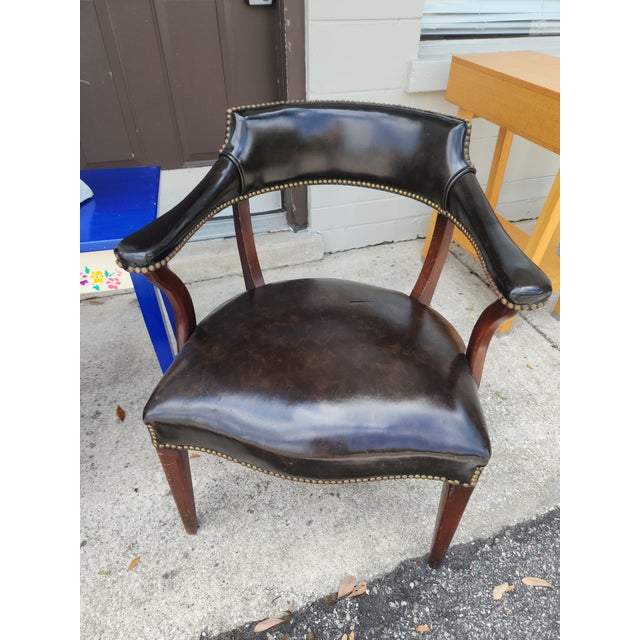 1960s Vintage Hickory Chair Company Leather Chair Set of 2 For Sale - Image 12 of 17
