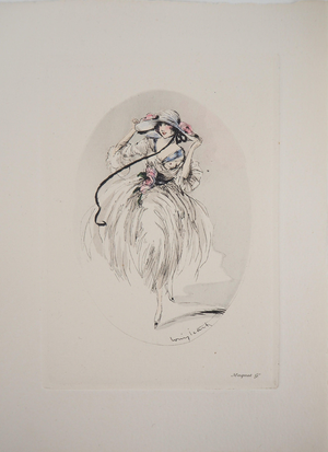 Louis Icart, Jeune femme au chapeau, Etching