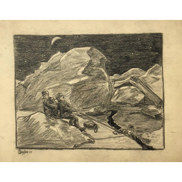 A fascinating drawing featuring arctic exploration by artist Harold Haydon. Matted to 12" x 16". Harold Emerson Haydon was...