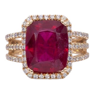 7.6Ct Madagascar Ruby Ring With Earth-Mined Diamond Accents: Solid 14k Gold, Size 6.75 For Sale