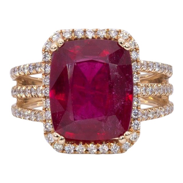 7.6Ct Madagascar Ruby Ring With Earth-Mined Diamond Accents: Solid 14k Gold, Size 6.75 For Sale