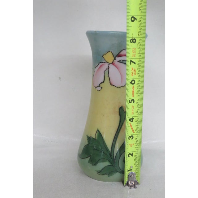 Art Deco Art Deco Hand Painted Pink Orchid Flower Vase For Sale - Image 3 of 10