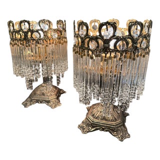 Bronze and Crystal Lamps, 1960s, Set of 2 For Sale