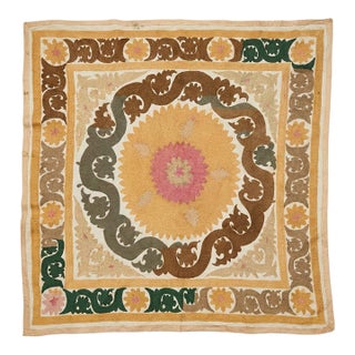 Suzani Tribal Textile - Terracotta Uzbek Tablecloth For Sale