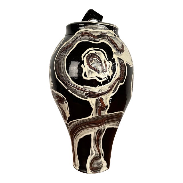 Studio Made Craig Bird Ceramic Vase Urn For Sale