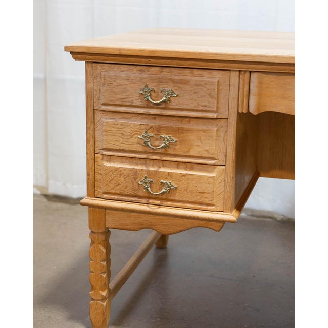 Danish Oak Writing Desk Attributed to Henning Kjærnulf, C. 1970s For Sale In Columbus - Image 6 of 15
