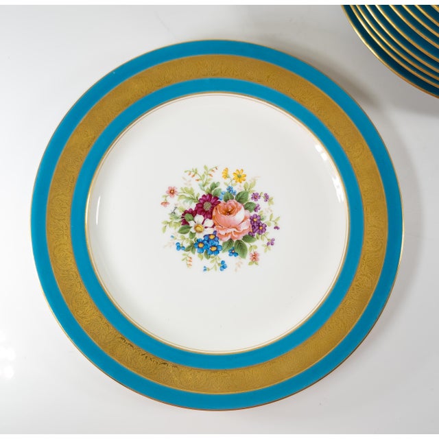 We are selling this gorgeous set of French Limoges porcelain plates. This set of twelve plates are 10 3/8 Inches in...