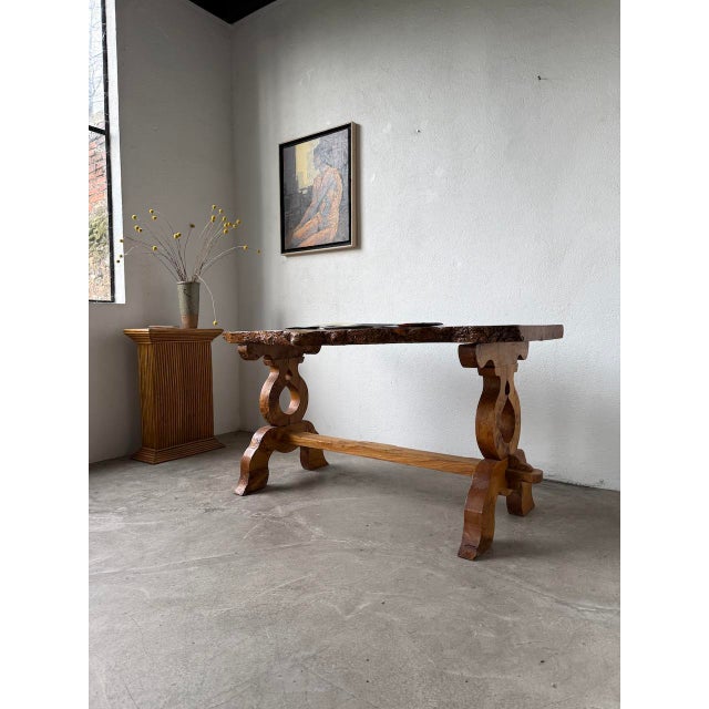 Folk Art Handcrafted Elm Table, 1950s For Sale - Image 4 of 18