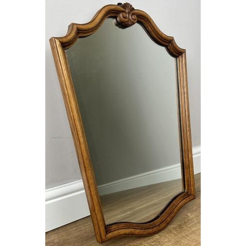 Vintage French Louis Style Oak Wall Mirror For Sale - Image 5 of 7