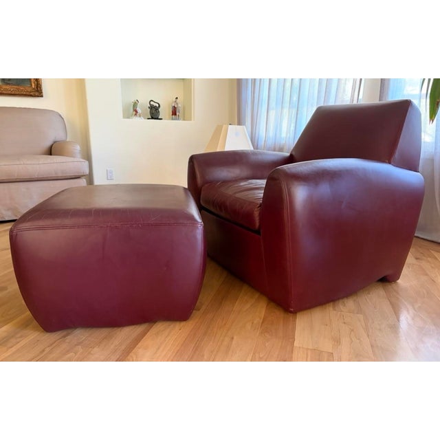 Oxblood Red 1990s Iconic Dakota Jackson Ke-Zu Chair With Ottoman For Sale - Image 8 of 8