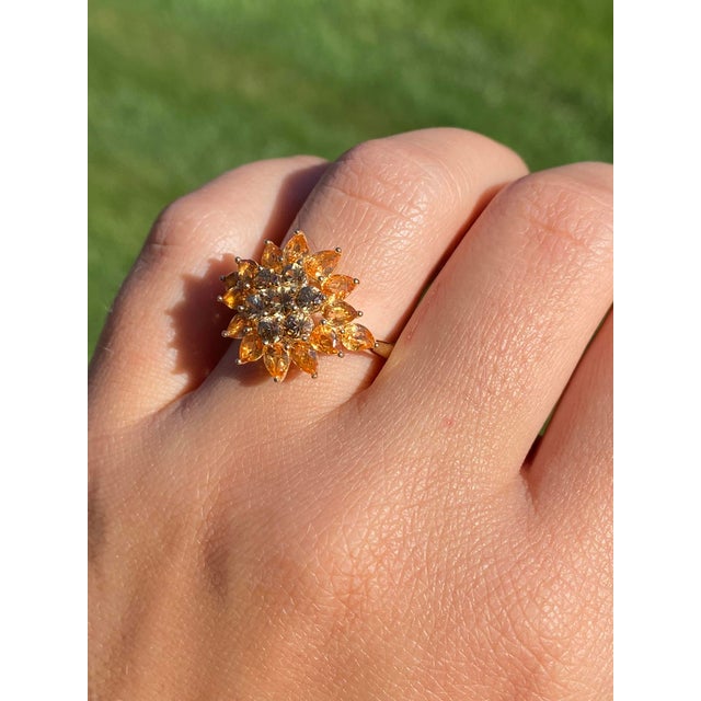 Natural Zircon and Spessartite Garnet Cocktail Ring For Sale - Image 10 of 10