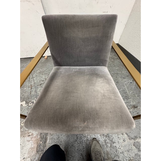 Restoration Hardware Restoration Hardware Miles Velvet + Brass Arm Chair For Sale - Image 4 of 12