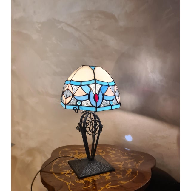 1920s Antique Wrought Iron Table Lamp, 1900s For Sale - Image 5 of 12