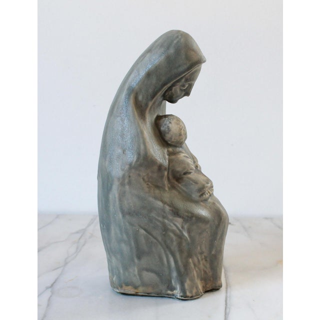 Mid 20th Century Vintage Modernist Studio Art Pottery Jesus & Mary Sculpture For Sale - Image 5 of 9