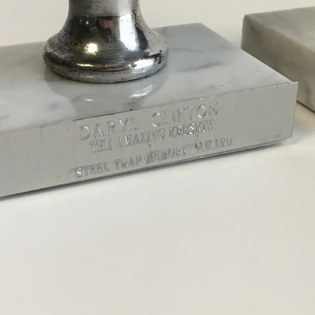 Wood Vintage Equestrian Horse Trophy Bookends Marble Base- a Pair For Sale - Image 7 of 9