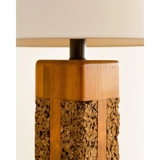 1960s 1960s Cork + Pine Table Lamp For Sale - Image 5 of 8