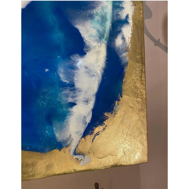 Abstract Modern Abstract Painting of Acrylic and Gold Leaf Signed Frenchy For Sale - Image 3 of 4