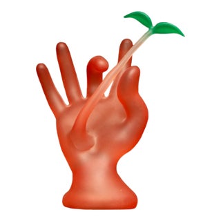 Masami Koda, Flowering Hand, Glass Sculpture, Hand Signed For Sale