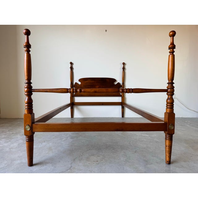 For your consideration we are presenting for sale this fantastic Vintage Peter Engel carved walnut twin bed frame....