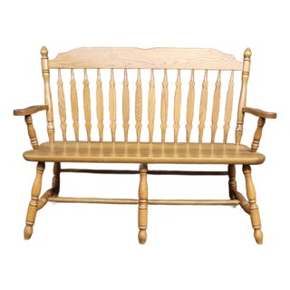Solid Oak Spindle Back Bench For Sale
