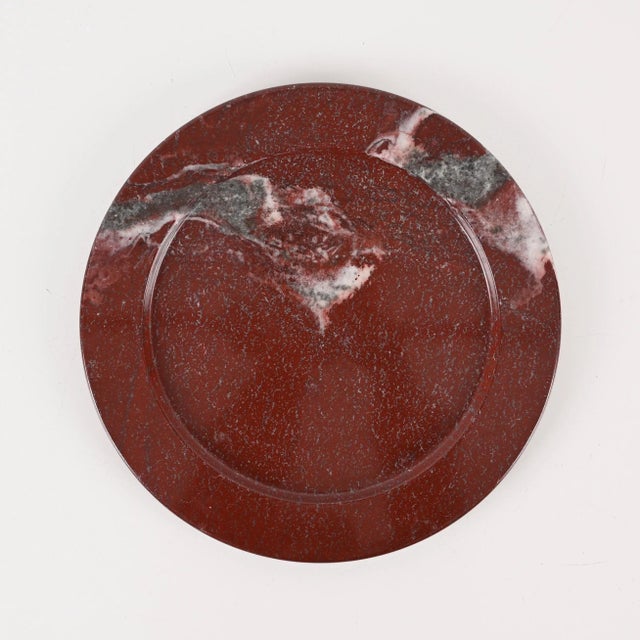 Gold Mid-Century Porphyry Red Marble Decorative Plate, 1950s For Sale - Image 8 of 13