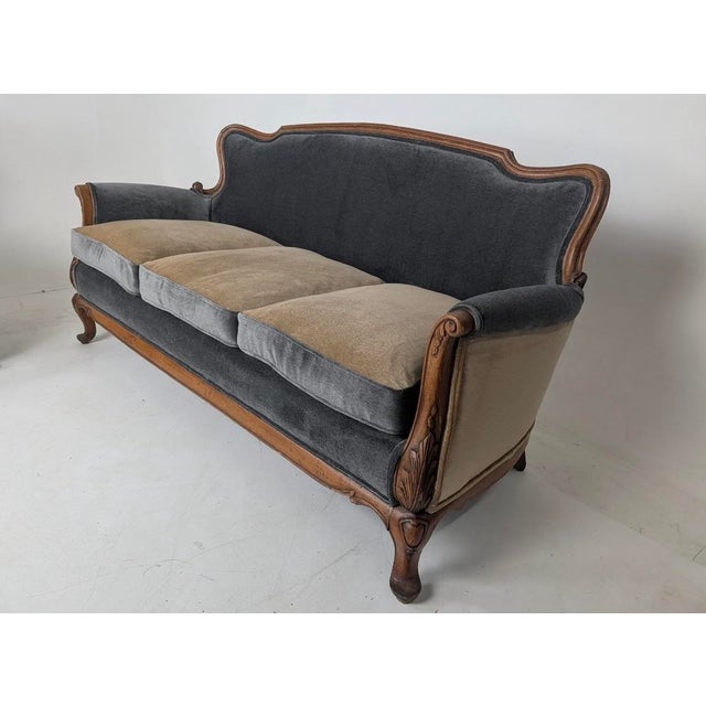 Antique French Bergere Sofa & Chair Set For Sale - Image 4 of 6
