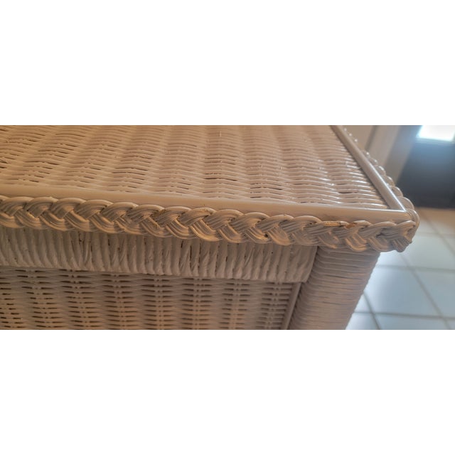 1980s Coastal White Henry Link Wicker Nightstand by Lexington For Sale - Image 17 of 18