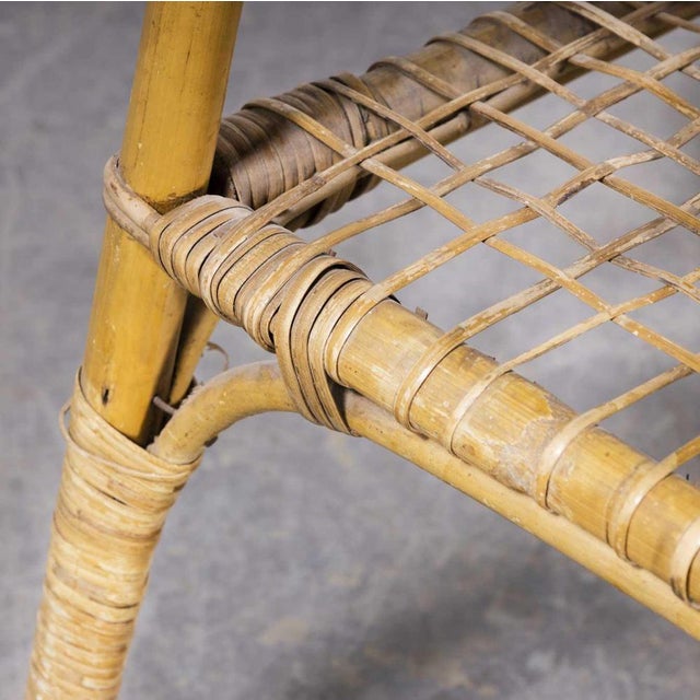 French Rattan Side Table with Laminate Top, 1950s For Sale - Image 3 of 11