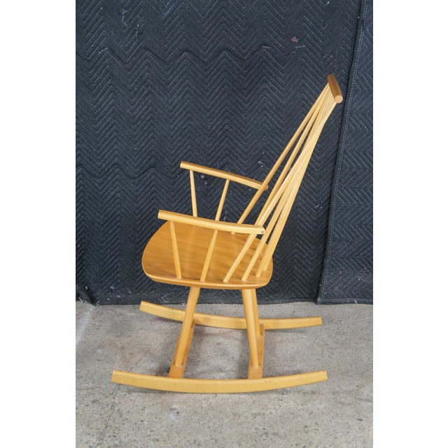 Brown 1970s Jorgen Baekmark / FDB Mobler Danish Modern Beech Rocking Chair Modernist Rocker For Sale - Image 8 of 12