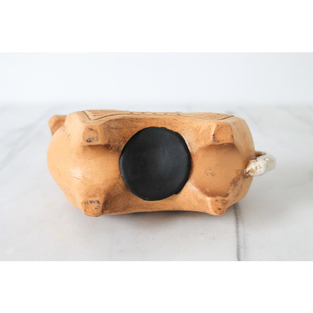 Vintage Ceramic Folk Art Bull Sculpture Coin Bank For Sale - Image 9 of 9