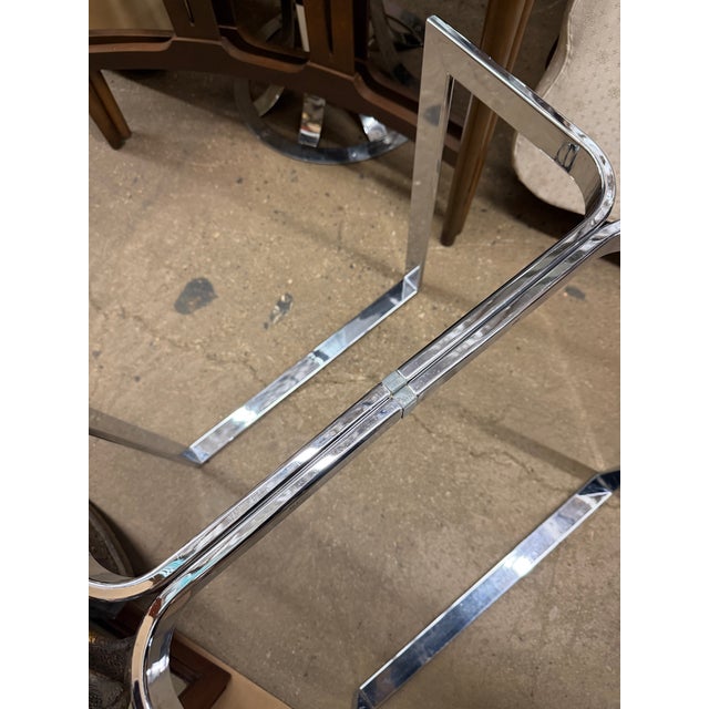 Mid Century Modern Sculptural Chrome Rectangular Glass Top Occasional Side Table For Sale - Image 12 of 16