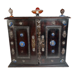 18th Century Italian Cabinet for Table Top With Semi Precious Stones