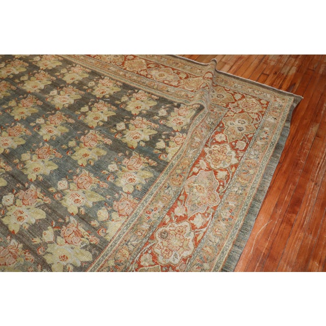 Antique Zabihi Collection Persian Bidjar Floral Rug For Sale - Image 4 of 9