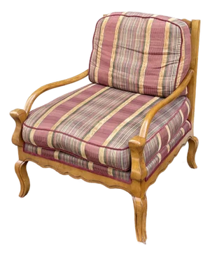 2000s Sherrill Furniture French Country Ladder Back Bergere Lounge Chair in Red & Gold