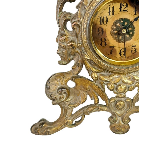 Antique Art Nouveau Cast Iron Clock With Cherubs and Griffins For Sale - Image 4 of 11