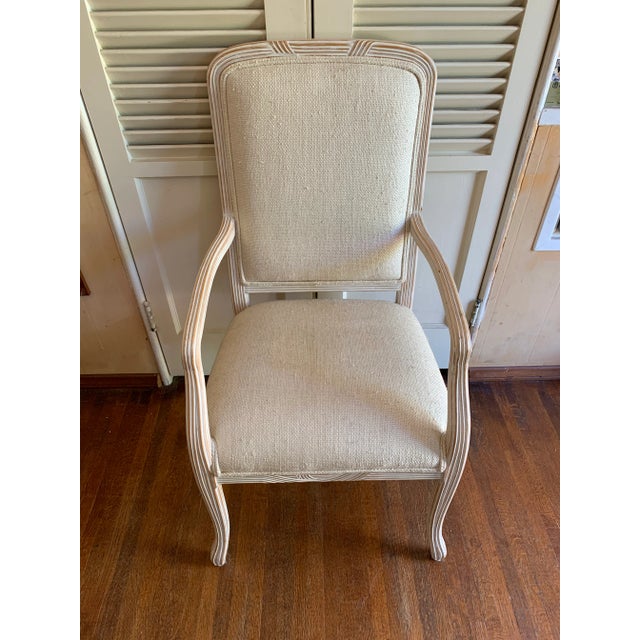 Very solid wood carved contemporary dining chair used in a Palm Springs house in the 1990s. Total of 6 chairs are...