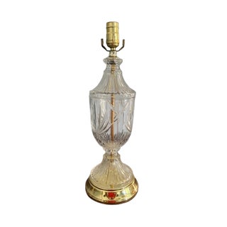 Vintage Hollywood Regency Cut Crystal & Brass Table Lamp For Sale