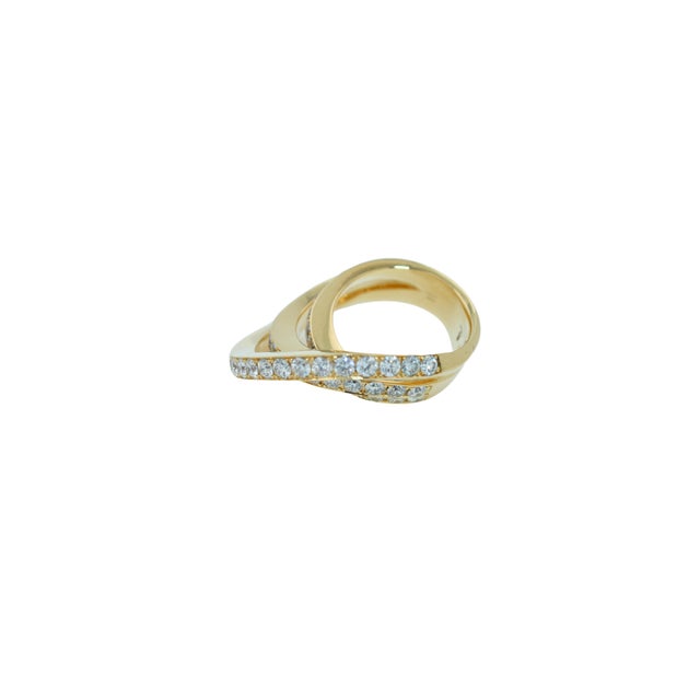 Diamond Channel Geometric Wave Curve Statement Unique 18 Karat Yellow Gold Ring, Size 6 For Sale - Image 14 of 18