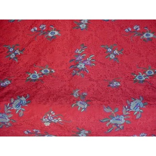 Ralph Lauren Calton Lees in Laquer - Embroidered Silk Linen Upholstery Drapery Fabric - 3 yards For Sale